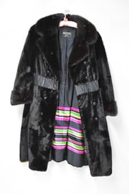 Ladies' Brown Sheared Fur Coat with Notched Lapel