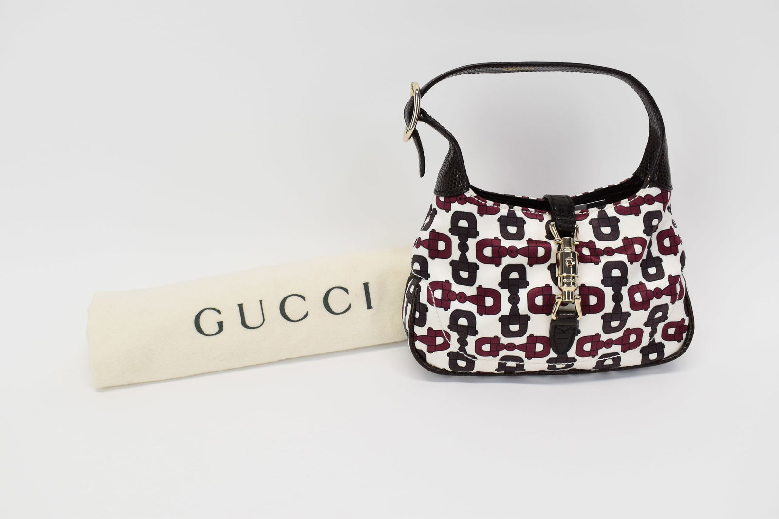 Authentic Gucci Mini Jackie With Satin Horsebit Body and Lizard Trim (1 of 7)