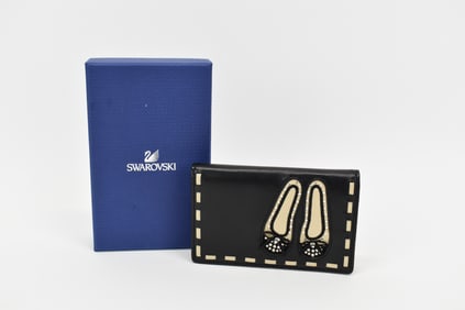 Swarovski Leather Card Case with Crystal Accents