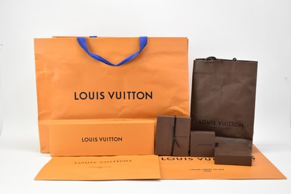 Group of Assorted Louis Vuitton Gift Boxes and Shopping Bags