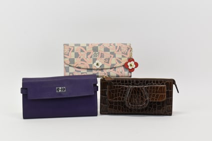 Hermes Style Chevre Mysore Kelly Longue Wallet Violet