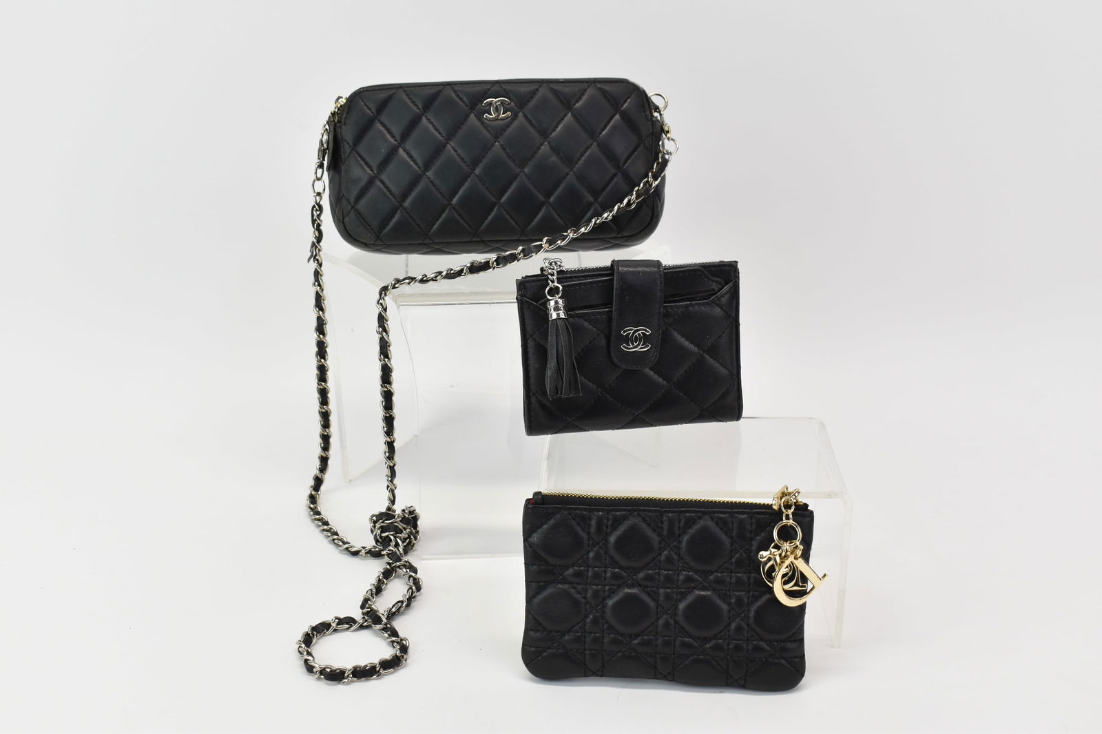 Chanel Style Black Quilted Compact Zipped Pocket Wallet (1 of 11)