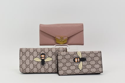 Chanel Style Chevron Long Wallet