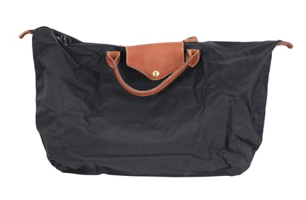 Longchamps Style Nylon and Leather Duffle Bag