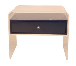 Contemporary Lucite Waterfall Side Table with Drawer
