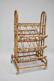 Vintage Rattan Four Tier Magazine Rack