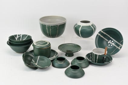 Group of Assorted Modern Stoneware and Pottery Table Articles