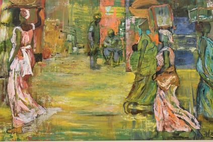 Mortimer A. Hays, Market Ladies, Oil On Canvas Painting