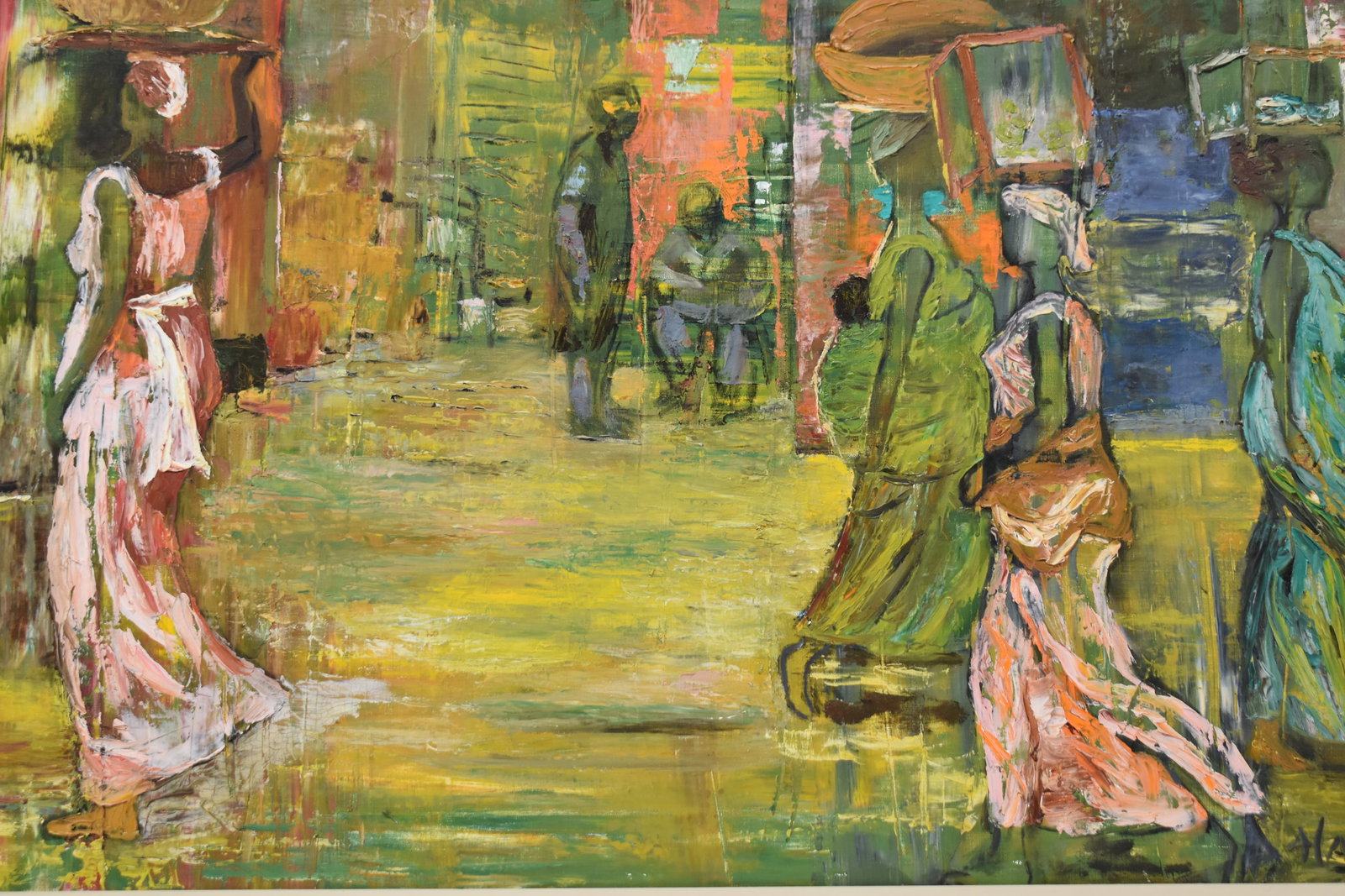 Mortimer A. Hays, Market Ladies, Oil On Canvas Painting: Mortimer A. Hays, Market Ladies, Oil On Canvas Painting Mortimer A. Hays, Market Ladies, Oil On Canvas Paintingdepicting women at a market. Sight: 21 1/2" x 25 1/2". Frame: 34 1/4" x 30