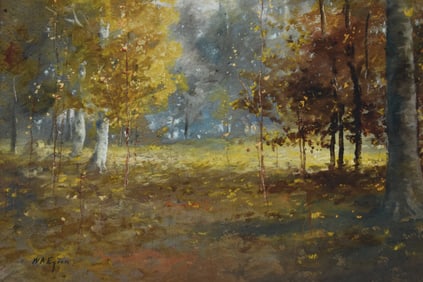 W.A. Eyden Gouache on Paper of Wooded Landscape