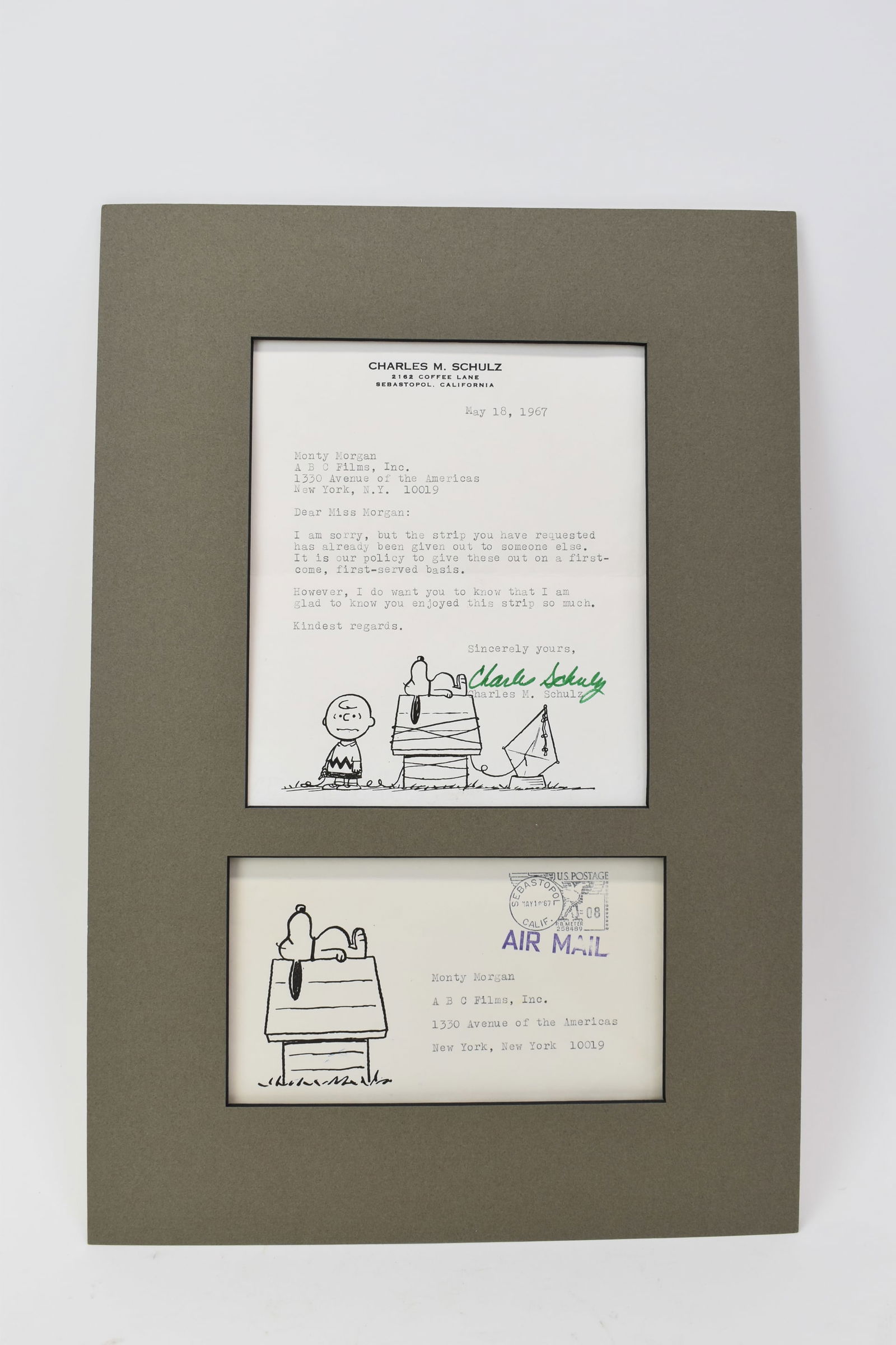 Peanuts Charles M. Schulz Correspondence Letter (1 of 8)
