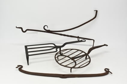 Antique Wrought Iron Fireplace Trivets and Other Items