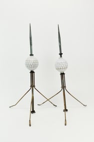 Pair of Antique Copper and Glass Lightning Rods