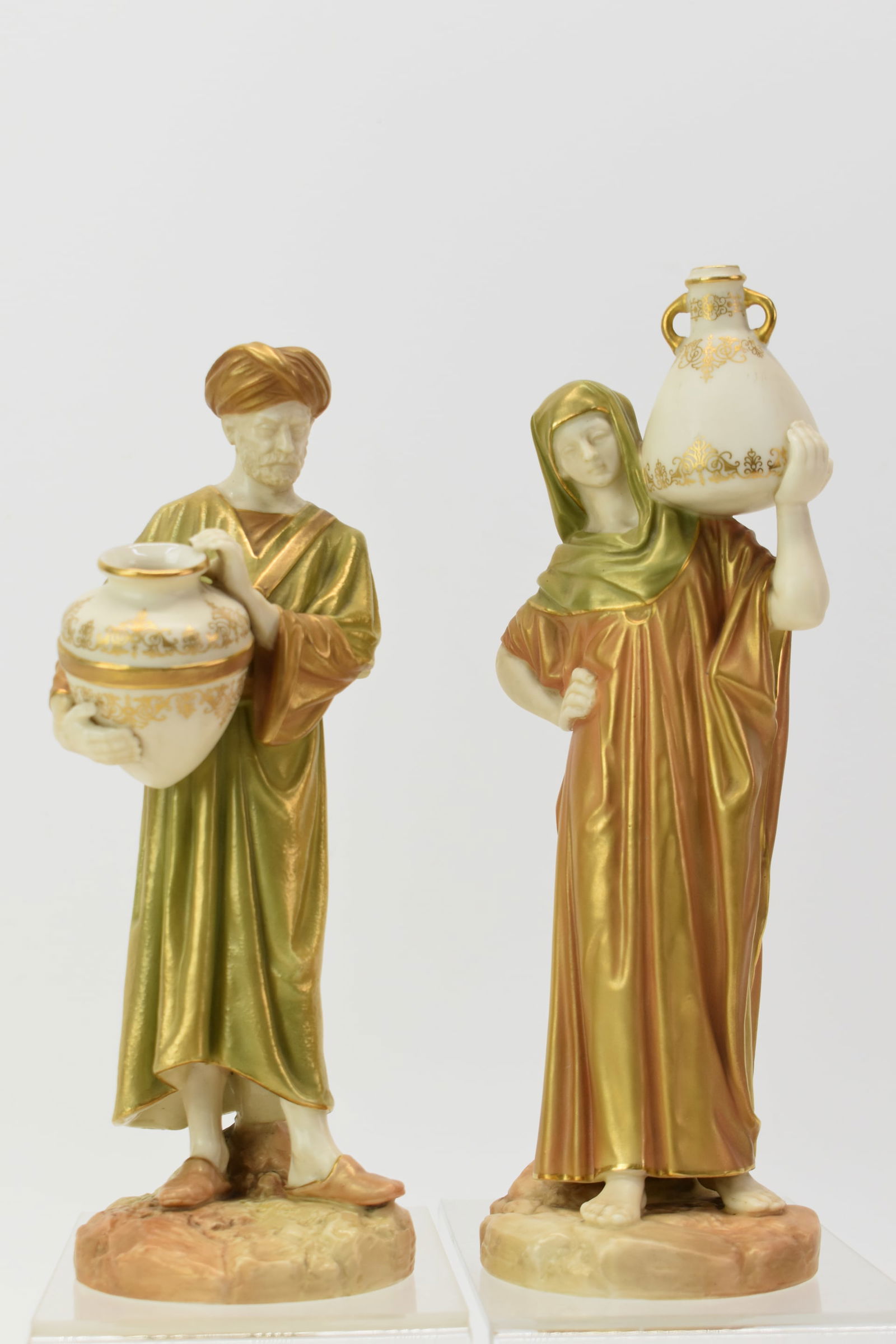 Pair of Royal Worcester Water Carriers, Male & Female (1 of 18)