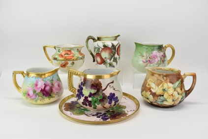 Antique Group of Five Assorted Lemonade Cider Pitchers