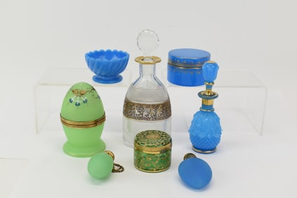 Group of Assorted Opaline Glass Dresser Articles