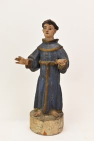 Antique Carved Wooden Statue of Saint Frances