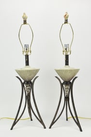 Vintage Pair of Faux Sea Shell Form Table Lamps