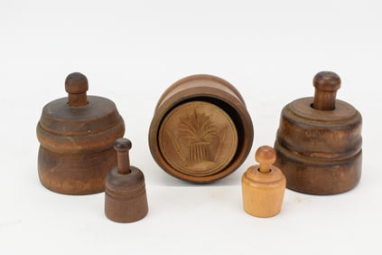 Antique Group of Five Assorted Butter Molds
