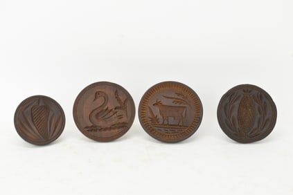 Antique Group of Four Assorted Butter Press Molds