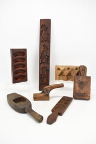 Antique Group of Assorted Wooden Handled Molds and Presses