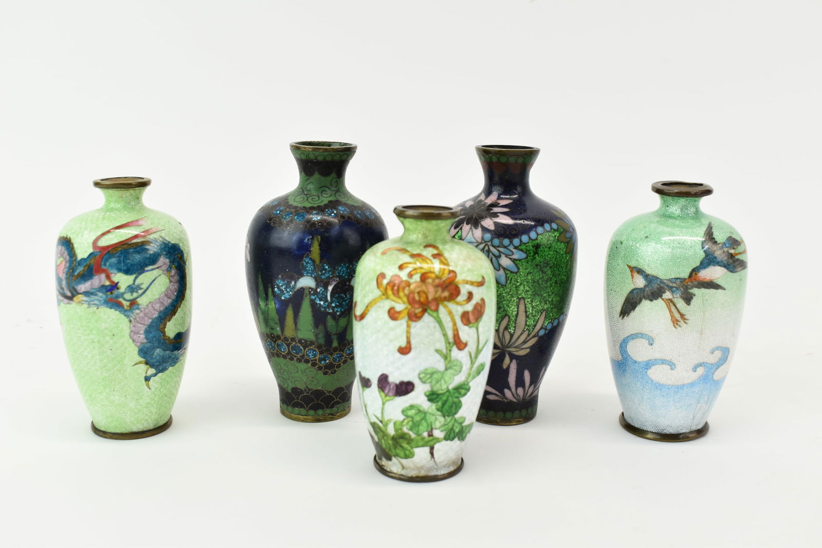 Group of Five Assorted Asian Cloisonne Vases (1 of 16)