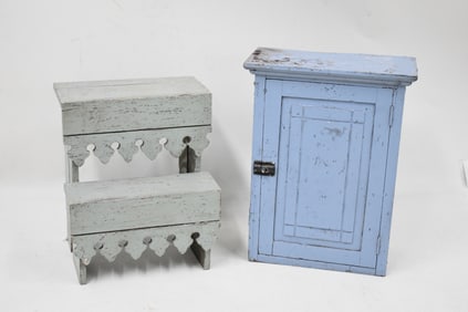Vintage Blue Painted Medicine Cabinet