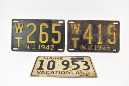 Two Vintage New Jersey License Plates