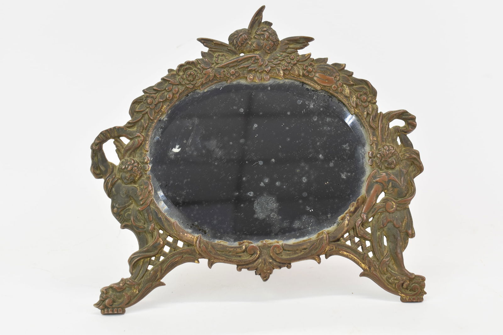 Vintage Brass Art Nouveau Table Top Mirror (1 of 8)