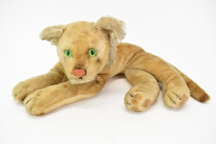 Steiff Style Reclining Leopard Mohair Plush