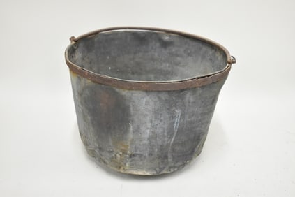 Antique Large Copper Iron Handled Cauldron