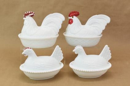 Milk Glass Westmoreland Roosters Nest