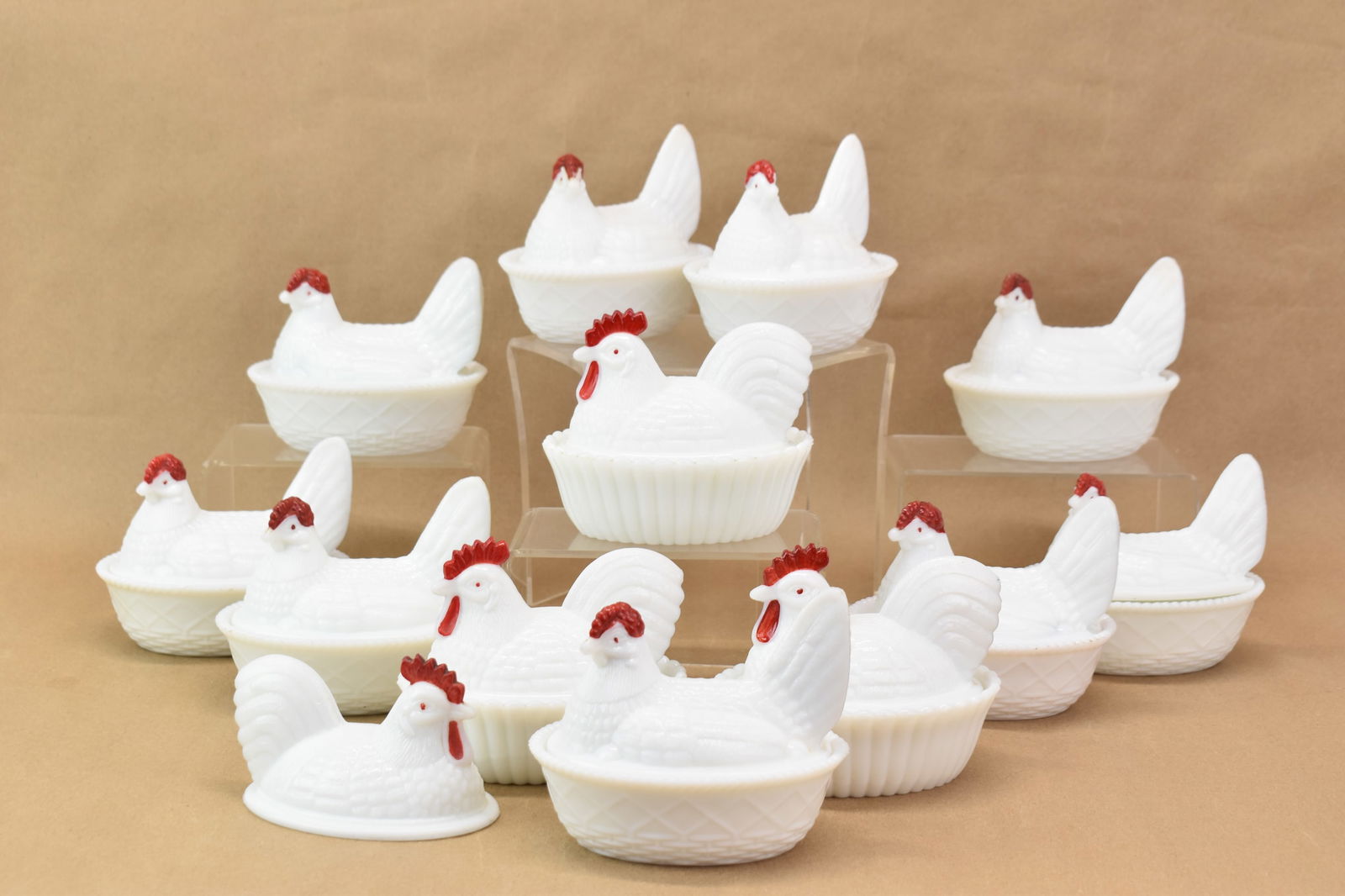 Vintage Group of Nine Westmoreland Split Tail Hens (1 of 14)