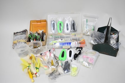 Large Group of Assorted Fishing Jigs, Spoons and Weights