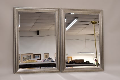 Pair of Silvered Beveled Glass Wall Mirrors