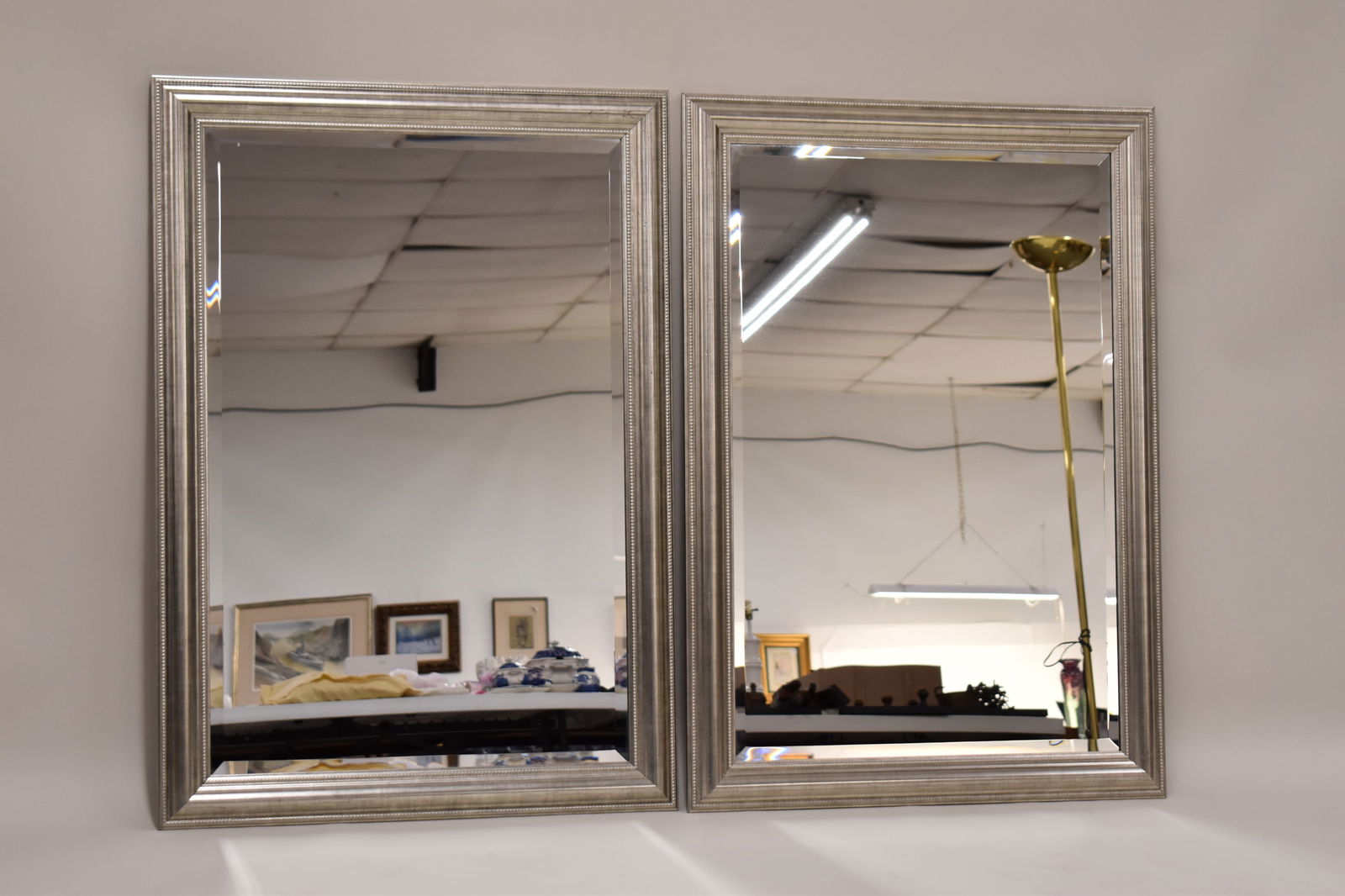 Pair of Silvered Beveled Glass Wall Mirrors (1 of 6)