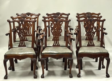 Set of Nine Chippendale Style Mahogany Dining Chairs