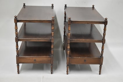 Pair of Mahogany Three Tier Side Tables