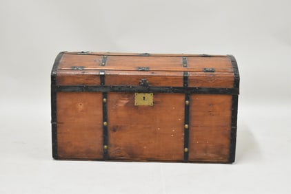 Antique Metal Mounted Dome Top Trunk