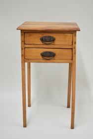 Antique Country Pine Two Drawer Side Table