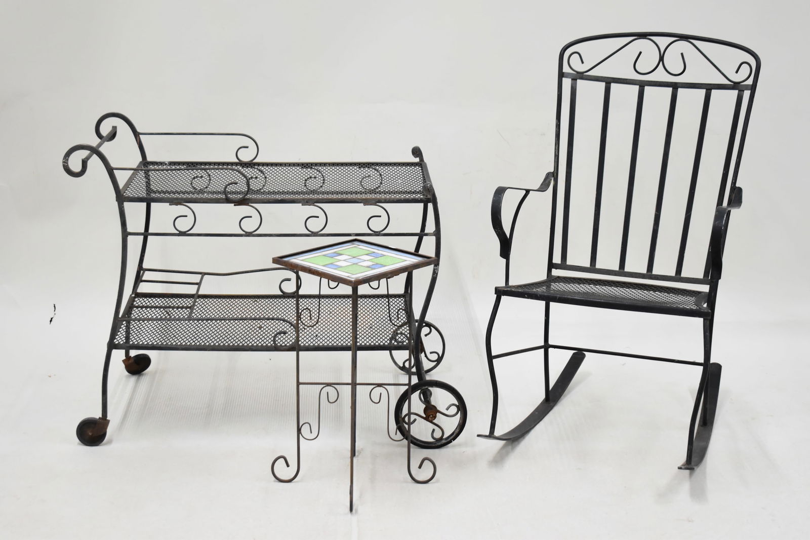 Three Black Iron Patio Furniture Pieces (1 of 10)