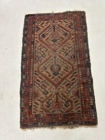 Persian Throw Rug with Allover Geometric design