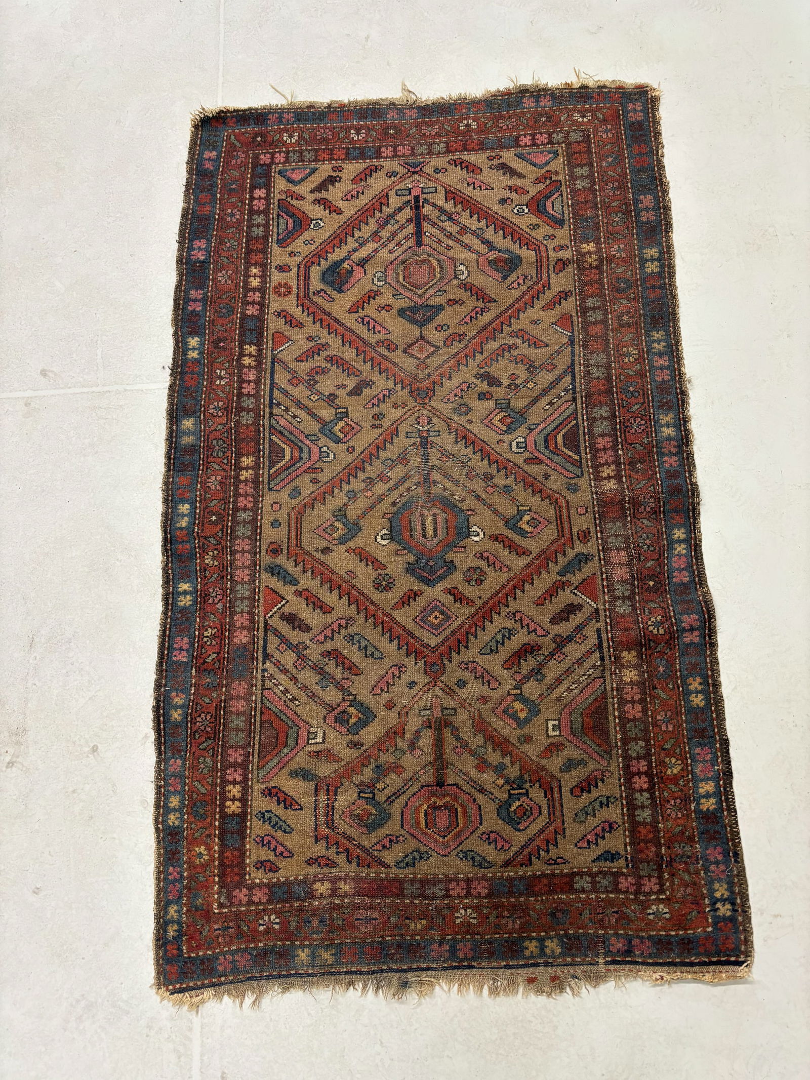 Persian Throw Rug with Allover Geometric design (1 of 7)
