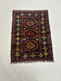 Oriental Style Geometric Design Throw Rug