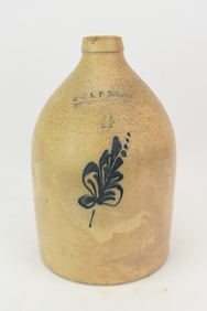 Antique Floral Decorated 1 1/2 Gallon Stoneware Jug
