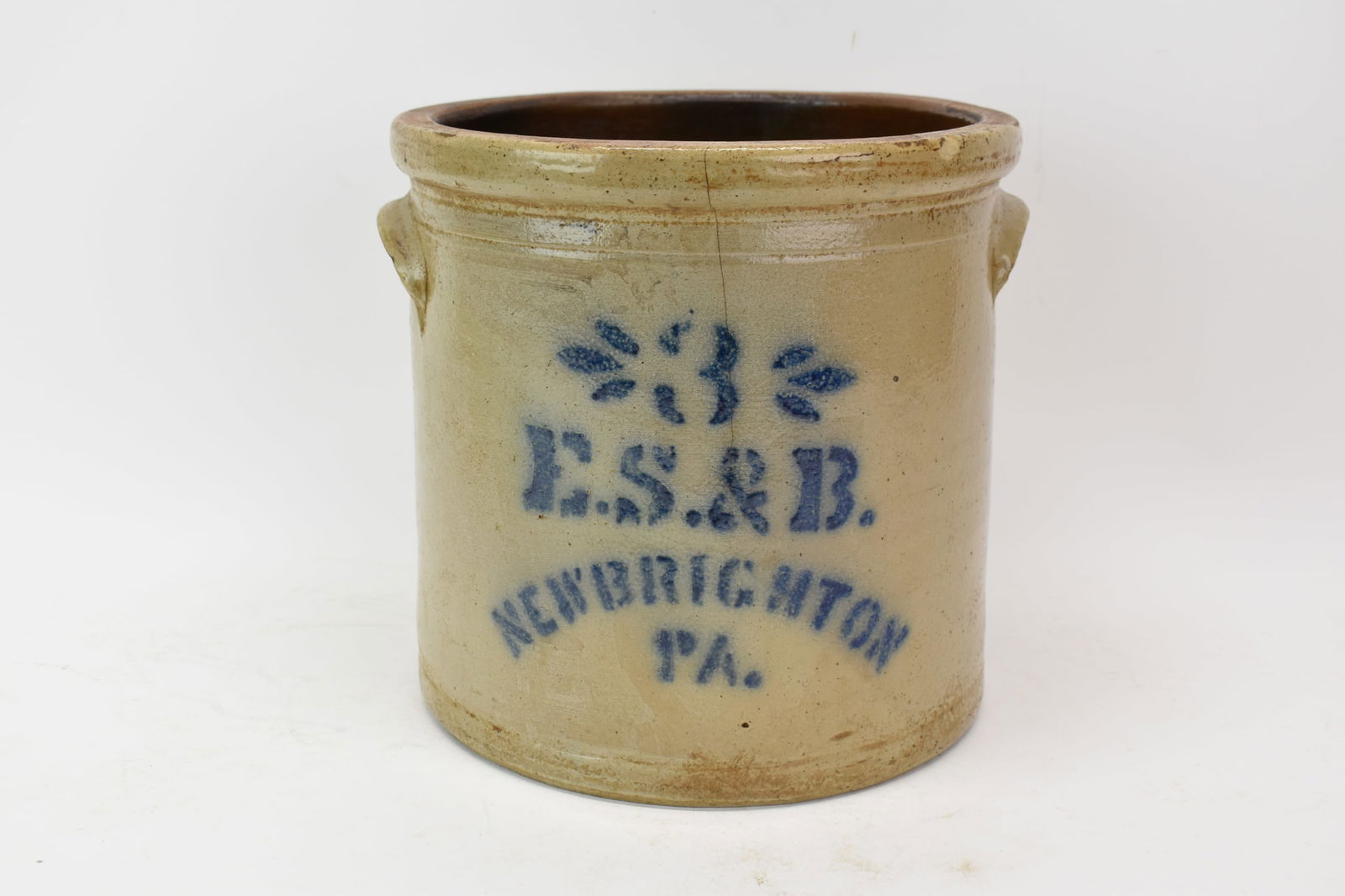 Antique E.S.& B. New Brighton Pa 3 Gallon Stoneware Crock (1 of 12)