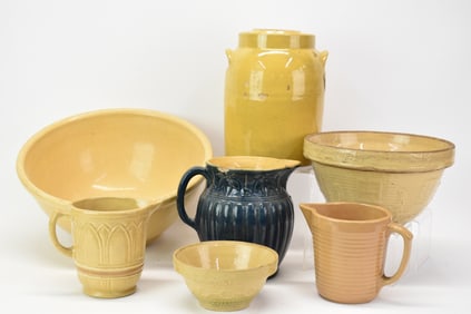 Group of Six Assorted Yellowware Pitchers and Bowls
