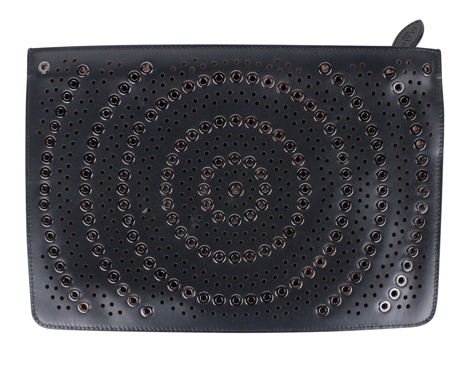 Alaia Black Laser Cut and Grommeted Clutch Bag