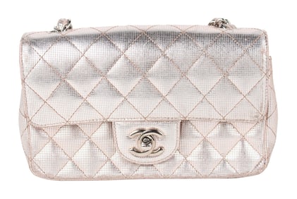 Chanel Silver Quilted Crossbody Bag