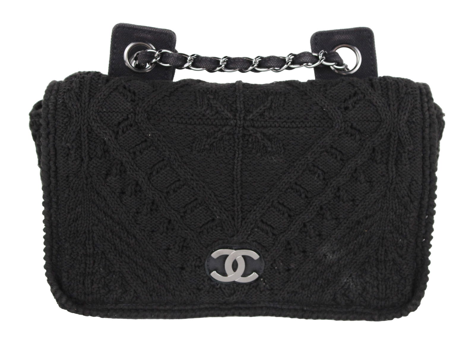 Chanel Vintage CC Full Flap Bag Woven Crochet Medium (1 of 9)